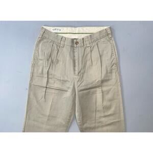 Orvis Vintage Hong Kong Pleated 100% Cotton Twill Flap Pocket Chino Pants. 34X32
